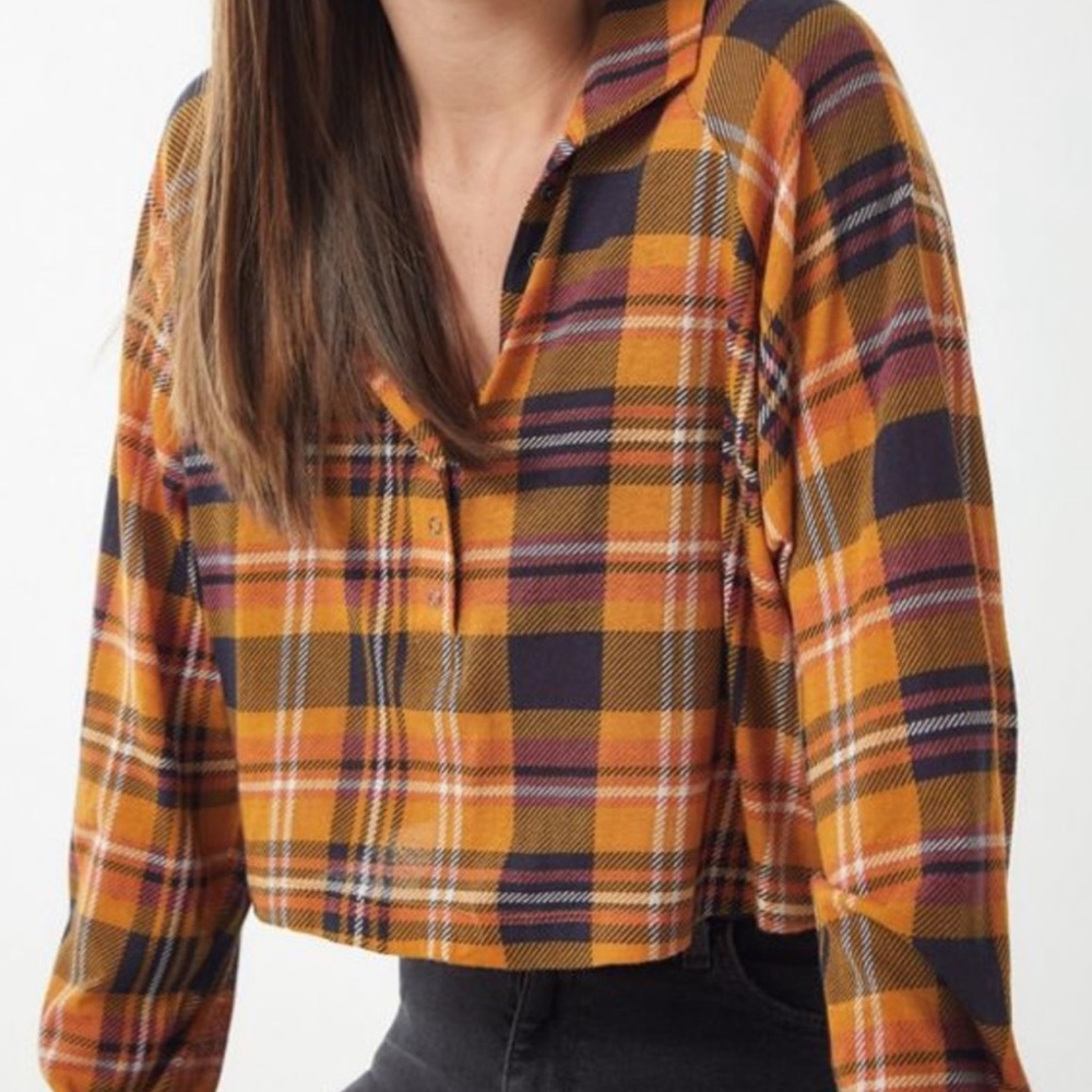 NWT urban outfitters Carson polo plaid top